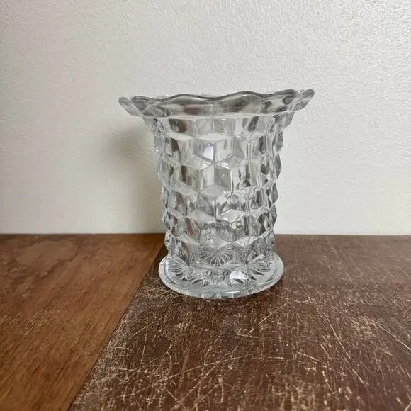 Fostoria American‎ Vintage MCM flared crystal clear glass flower vase - Picture 5 of 10